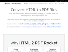 Tablet Screenshot of html2pdfrocket.com